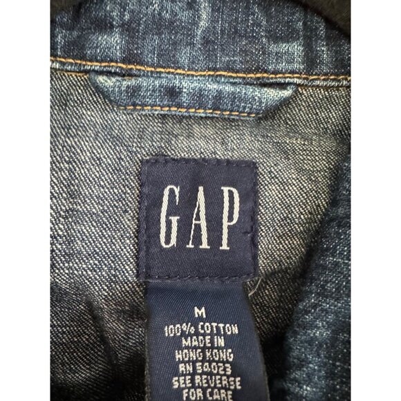 Gap Womens Medium Denim Jacket Preowned Blue 100% Cotton Button Front Classic Fi - Picture 2 of 4